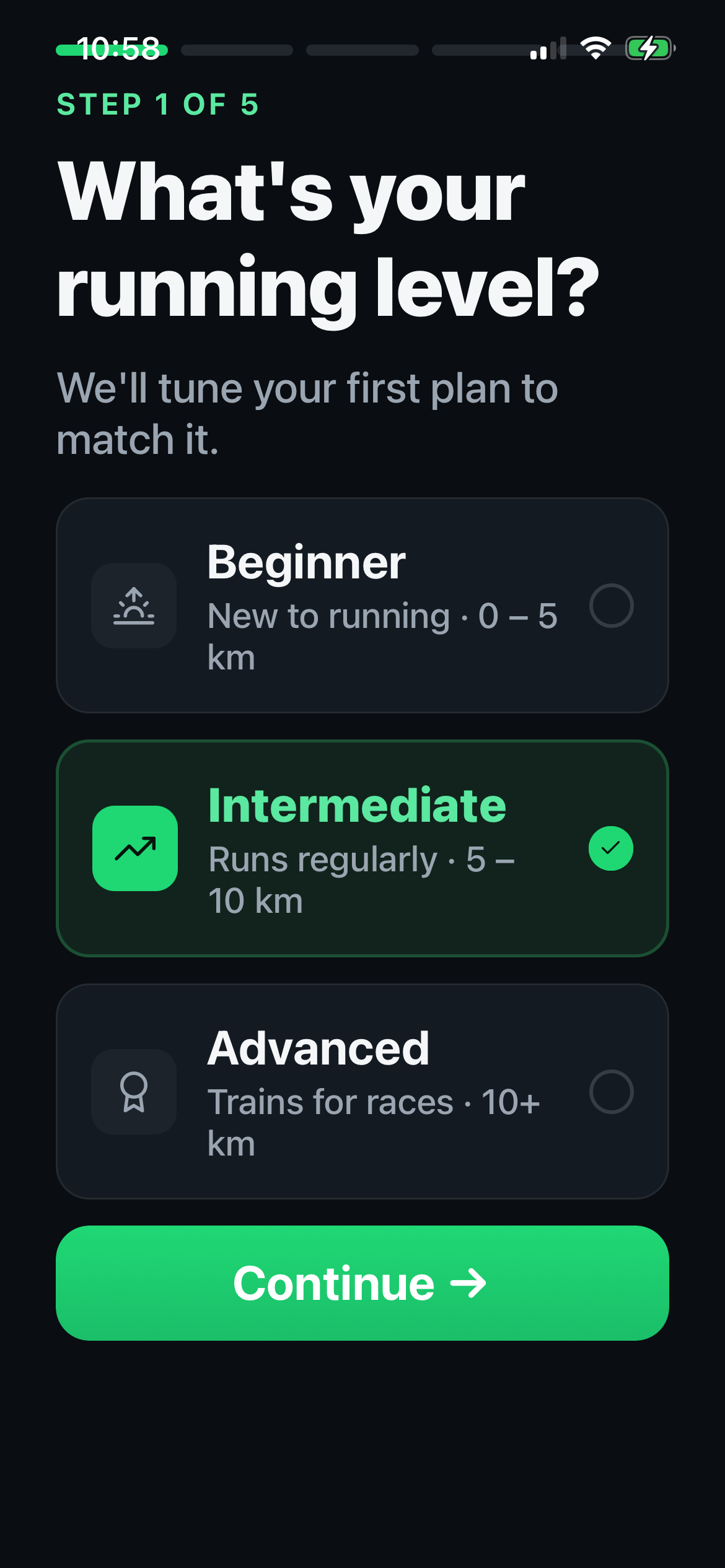 Choose your running level