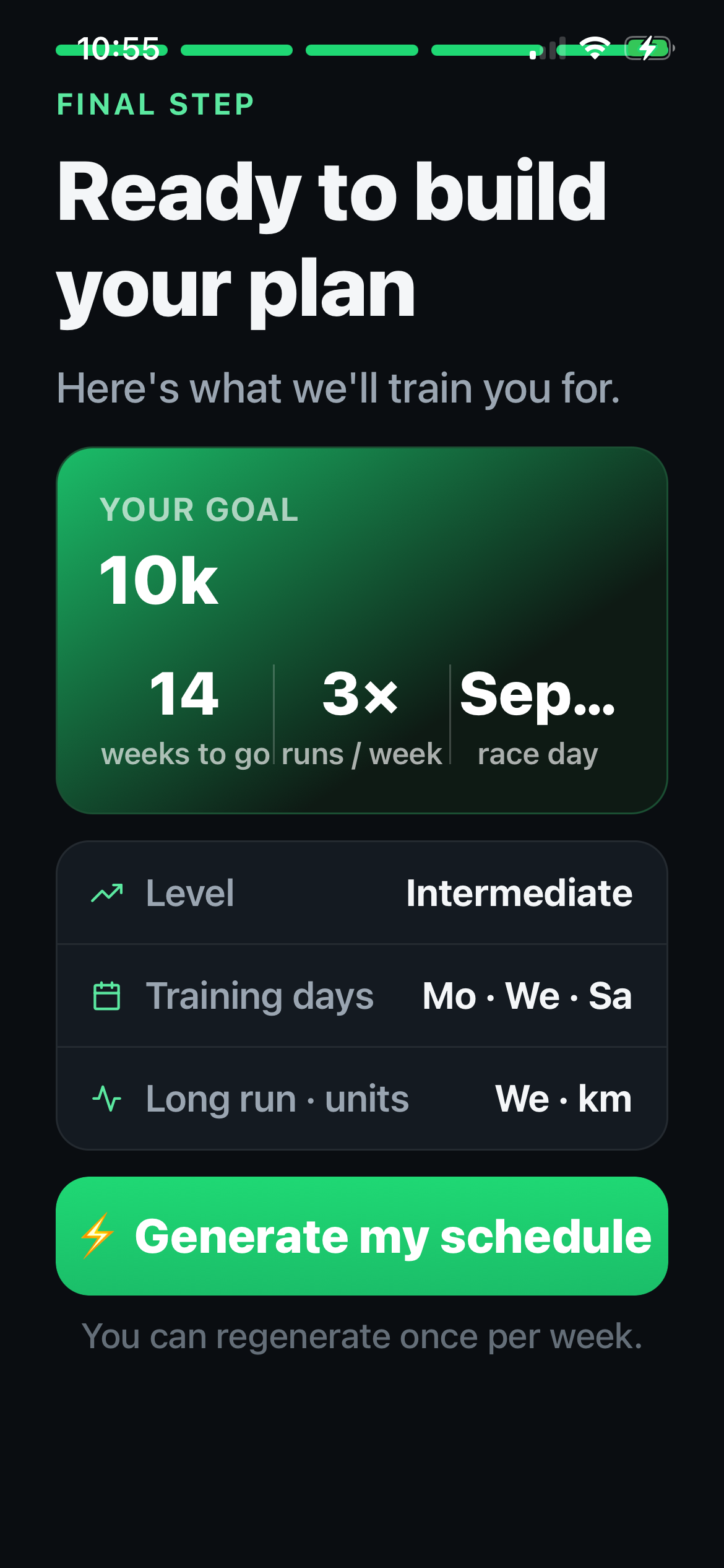 Generate your personalised training plan